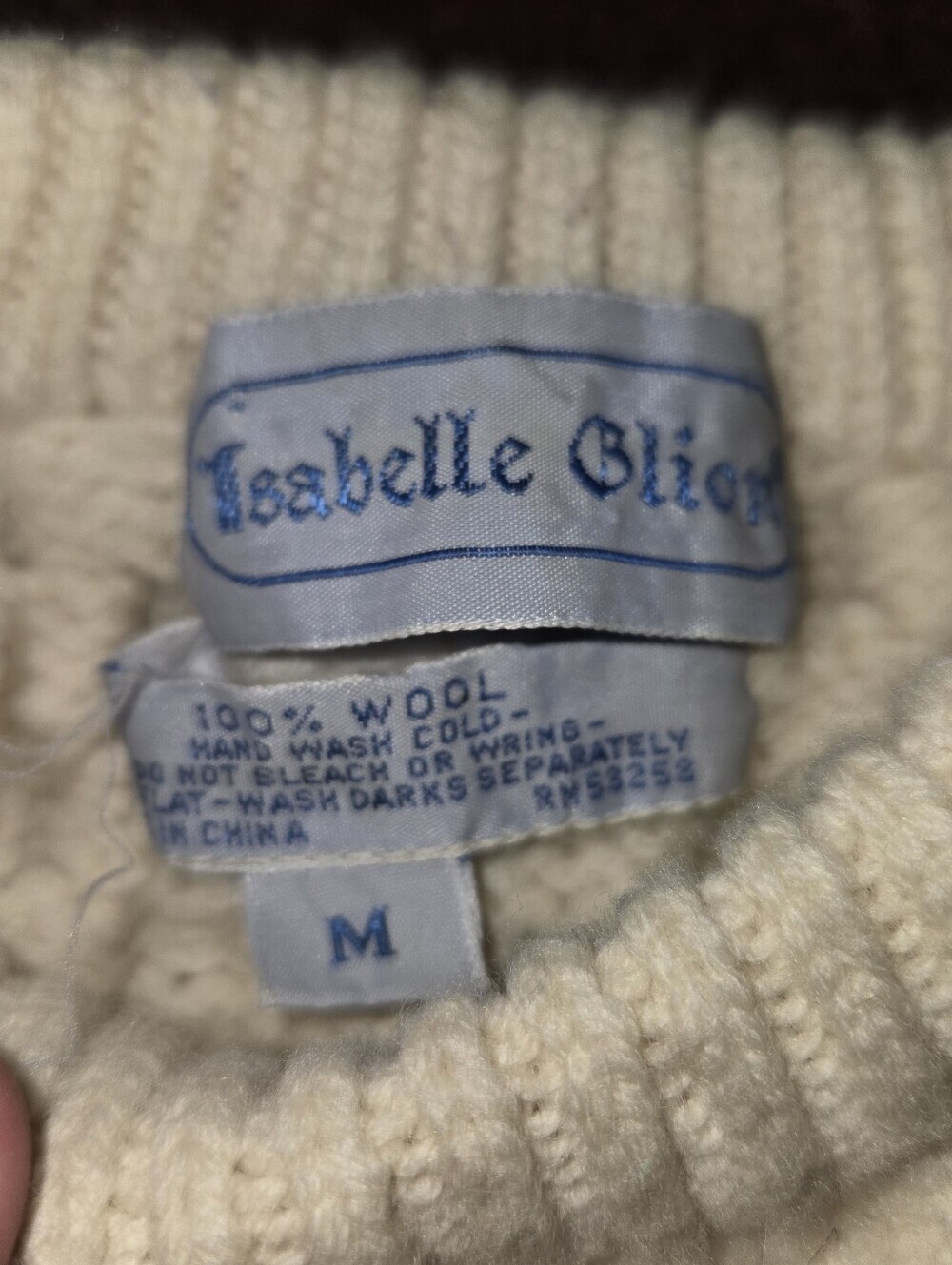 Vintage Isabelle Glion Kids 100% Wool Fisherman's Aran Sweater Ivory Medium - Picture 2 of 9